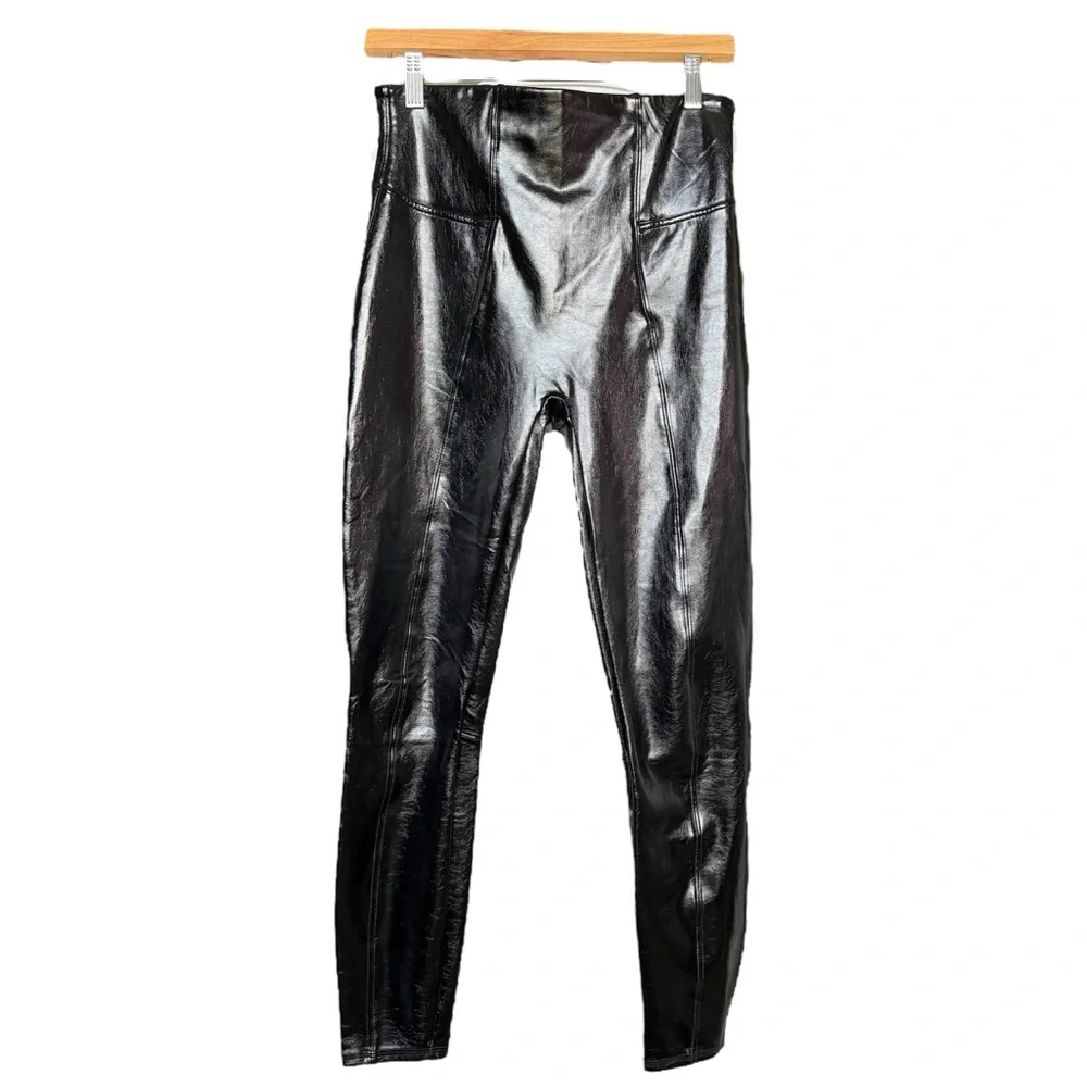 Spanx Faux Patent Leather Leggings Classic Black Women's size medium - Picture 7 of 10